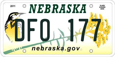 NE license plate DFO177