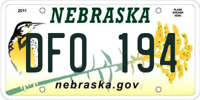 NE license plate DFO194