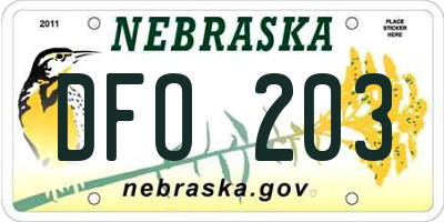 NE license plate DFO203