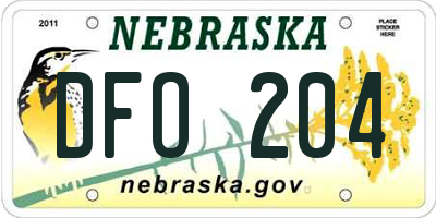 NE license plate DFO204