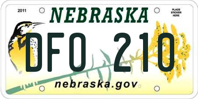 NE license plate DFO210