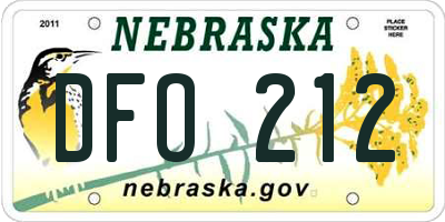 NE license plate DFO212