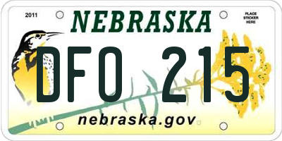 NE license plate DFO215
