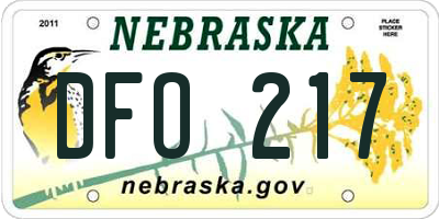 NE license plate DFO217