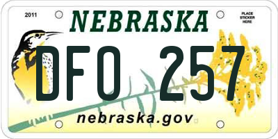 NE license plate DFO257