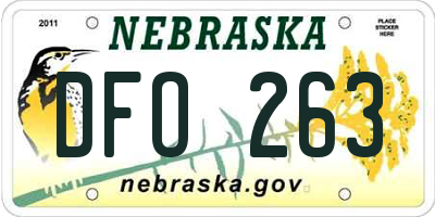 NE license plate DFO263