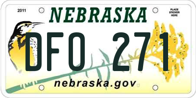 NE license plate DFO271