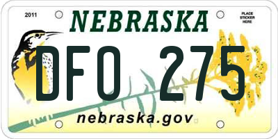 NE license plate DFO275