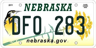 NE license plate DFO283