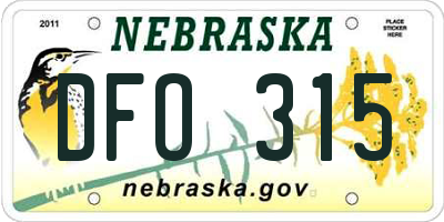 NE license plate DFO315