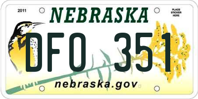 NE license plate DFO351
