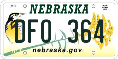NE license plate DFO364