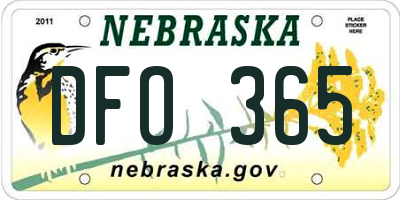 NE license plate DFO365