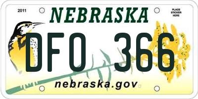 NE license plate DFO366