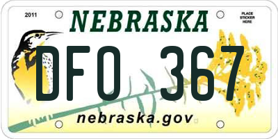 NE license plate DFO367
