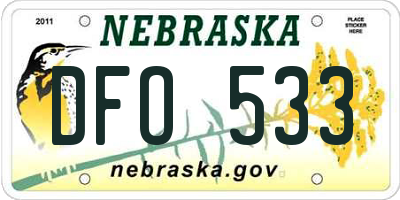 NE license plate DFO533