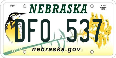 NE license plate DFO537