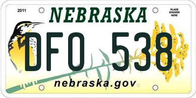 NE license plate DFO538