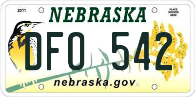 NE license plate DFO542