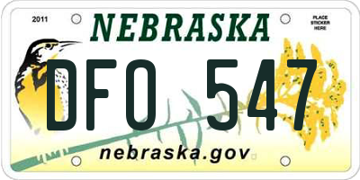 NE license plate DFO547