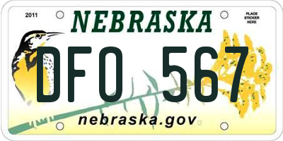 NE license plate DFO567