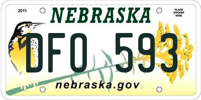 NE license plate DFO593