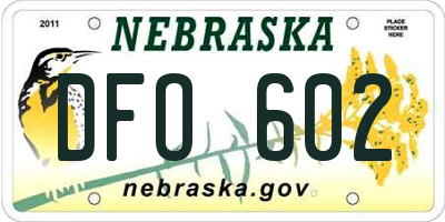 NE license plate DFO602
