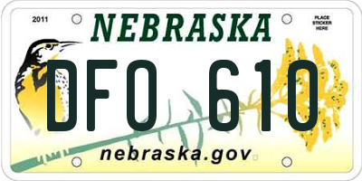 NE license plate DFO610