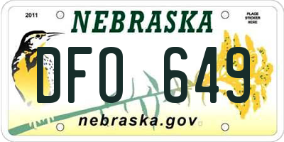 NE license plate DFO649