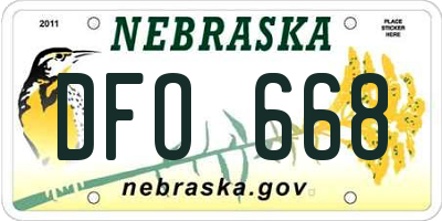 NE license plate DFO668