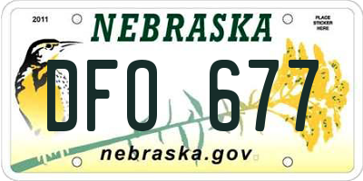 NE license plate DFO677
