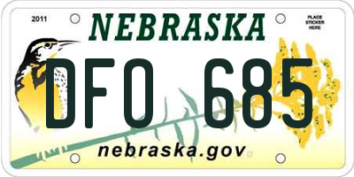 NE license plate DFO685