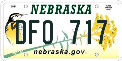 NE license plate DFO717
