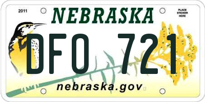 NE license plate DFO721
