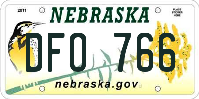 NE license plate DFO766