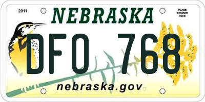 NE license plate DFO768