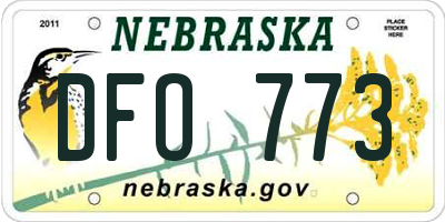 NE license plate DFO773