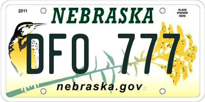 NE license plate DFO777