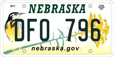 NE license plate DFO796