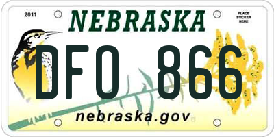NE license plate DFO866
