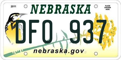 NE license plate DFO937