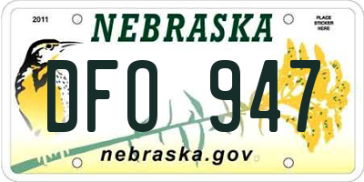 NE license plate DFO947
