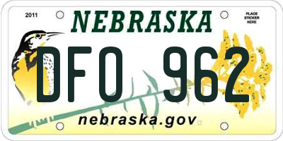 NE license plate DFO962