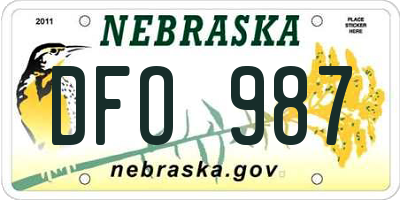 NE license plate DFO987