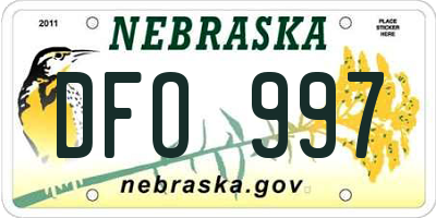 NE license plate DFO997