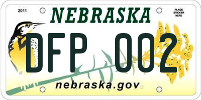 NE license plate DFP002