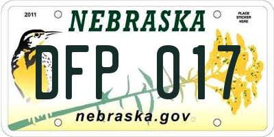 NE license plate DFP017