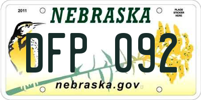 NE license plate DFP092