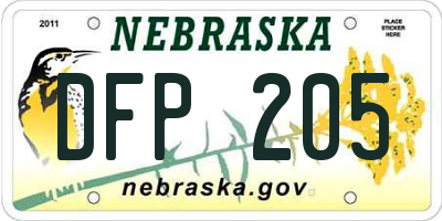 NE license plate DFP205