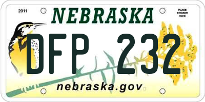 NE license plate DFP232